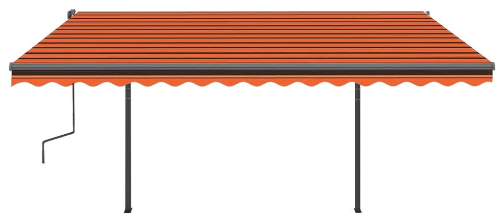 Toldo retrátil automático com postes 4,5x3 m laranja e castanho