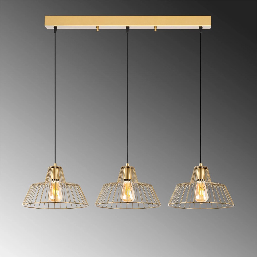 Chandelier Hakcu – Dourado Brilhante – 100 x 30 x 116 cm