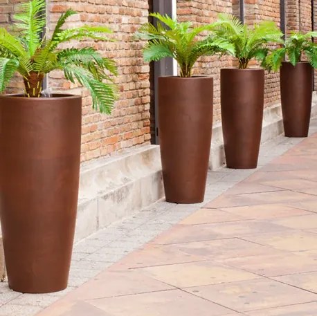 Vaso de flores colorido Polietileno CASA, JARDIM, RESTAURANTE, BAR BAMBOO 90 (ø40 x 90cm) - Preto