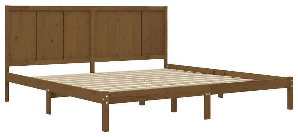 Estrutura de cama 200x200 cm pinho maciço castanho mel