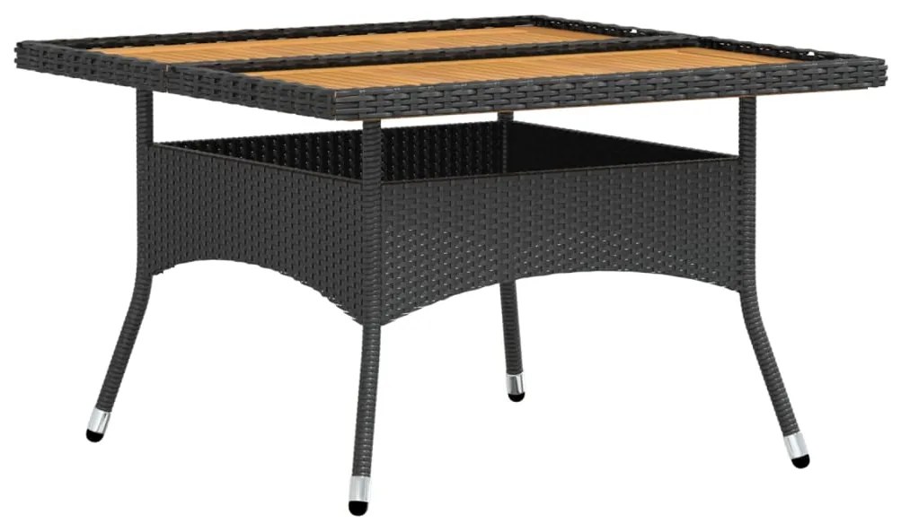5 pcs conjunto de jantar p/ jardim vime PE/acácia maciça preto