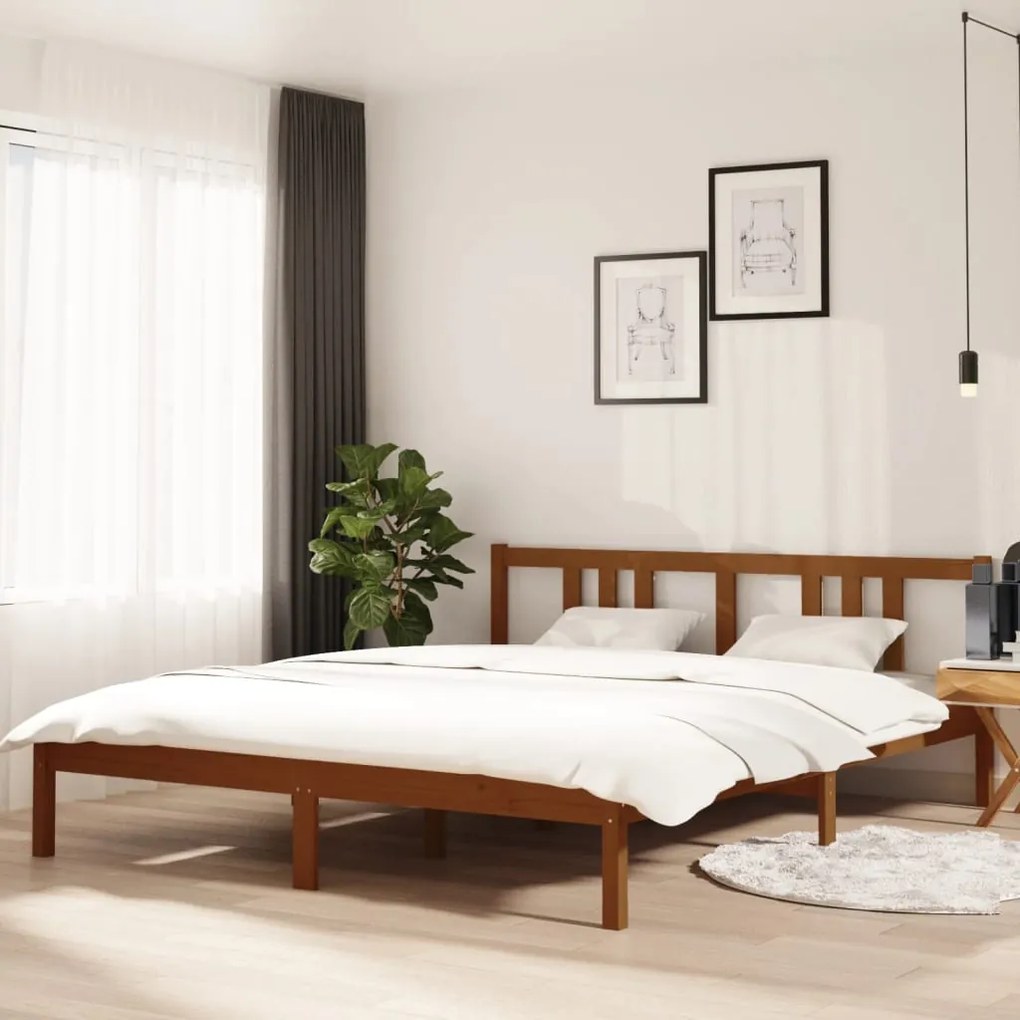vidaXL Estrutura de cama 160x200 cm madeira maciça castanho mel