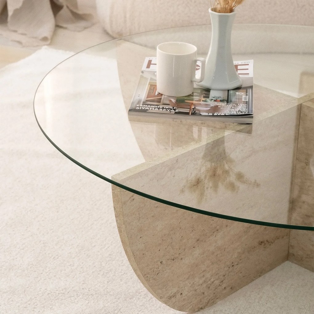 Mesa de Centro Lily – Travertino – Diâmetro 90 cm Altura 30 cm