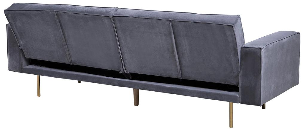 Sofá-cama em veludo cinzento VISNES Beliani