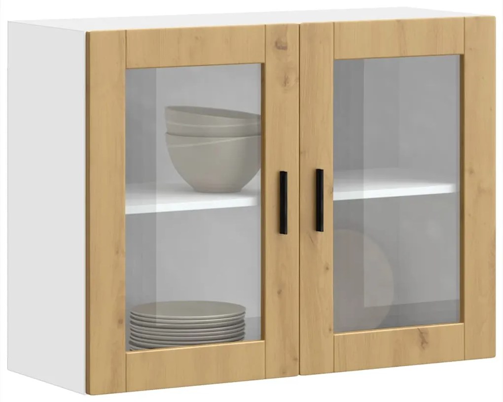 vidaXL Armário de parede cozinha porta vidro Porto carvalho artesanal