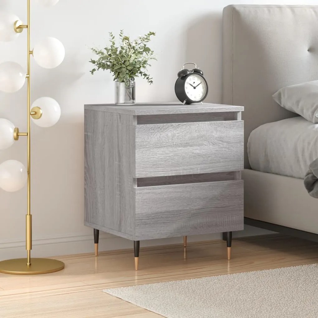 vidaXL Mesa de cabeceira 40x35x50 cm derivados de madeira cinza sonoma