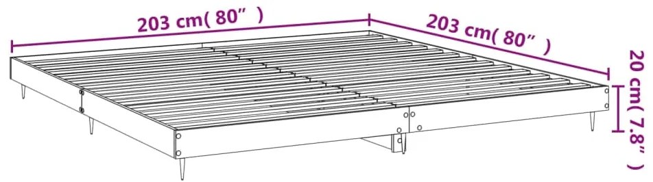 Estrutura de cama 200x200 cm derivados madeira cinzento sonoma