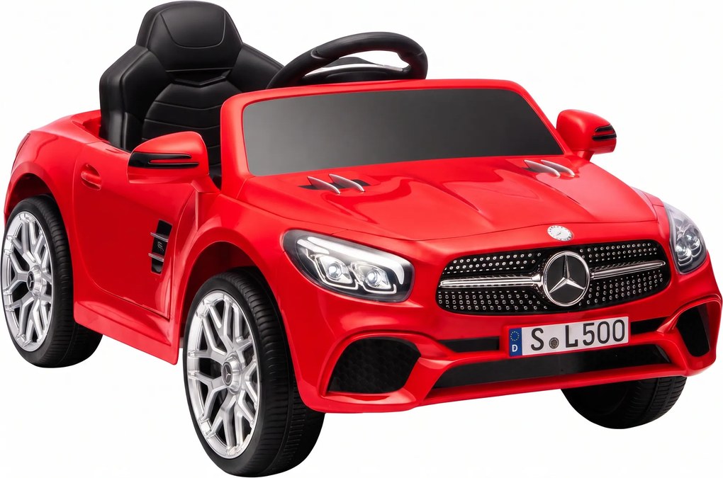 Carro Elétrico Infantil Mercedes-Benz SL500 12V Vermelho com Comando à Distância, 2 Motores e Suspensão