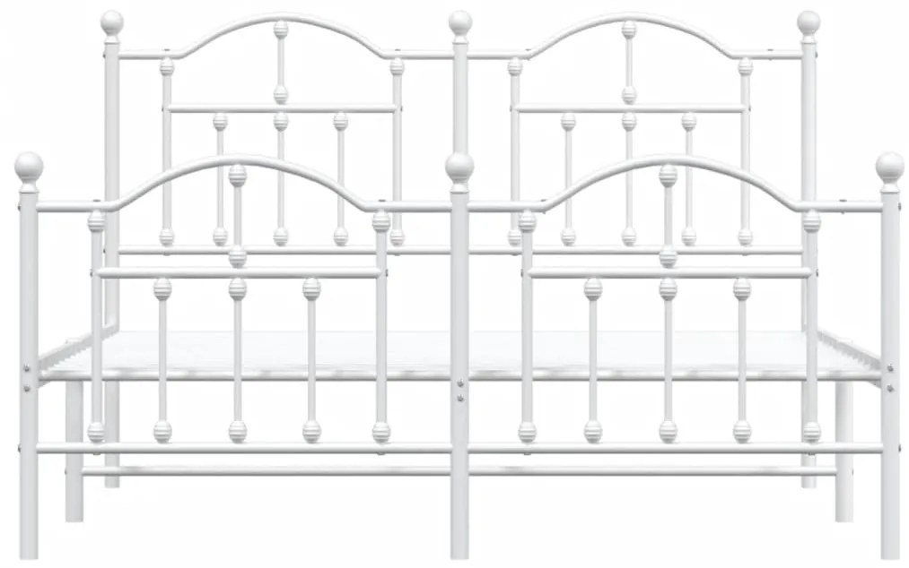 Estrutura de cama com cabeceira e pés 140x190 cm metal branco
