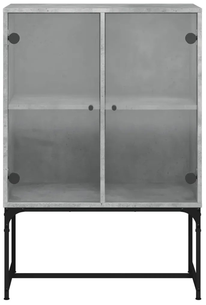 Armário de apoio c/ portas de vidro 69x37x100 cm cinza cimento