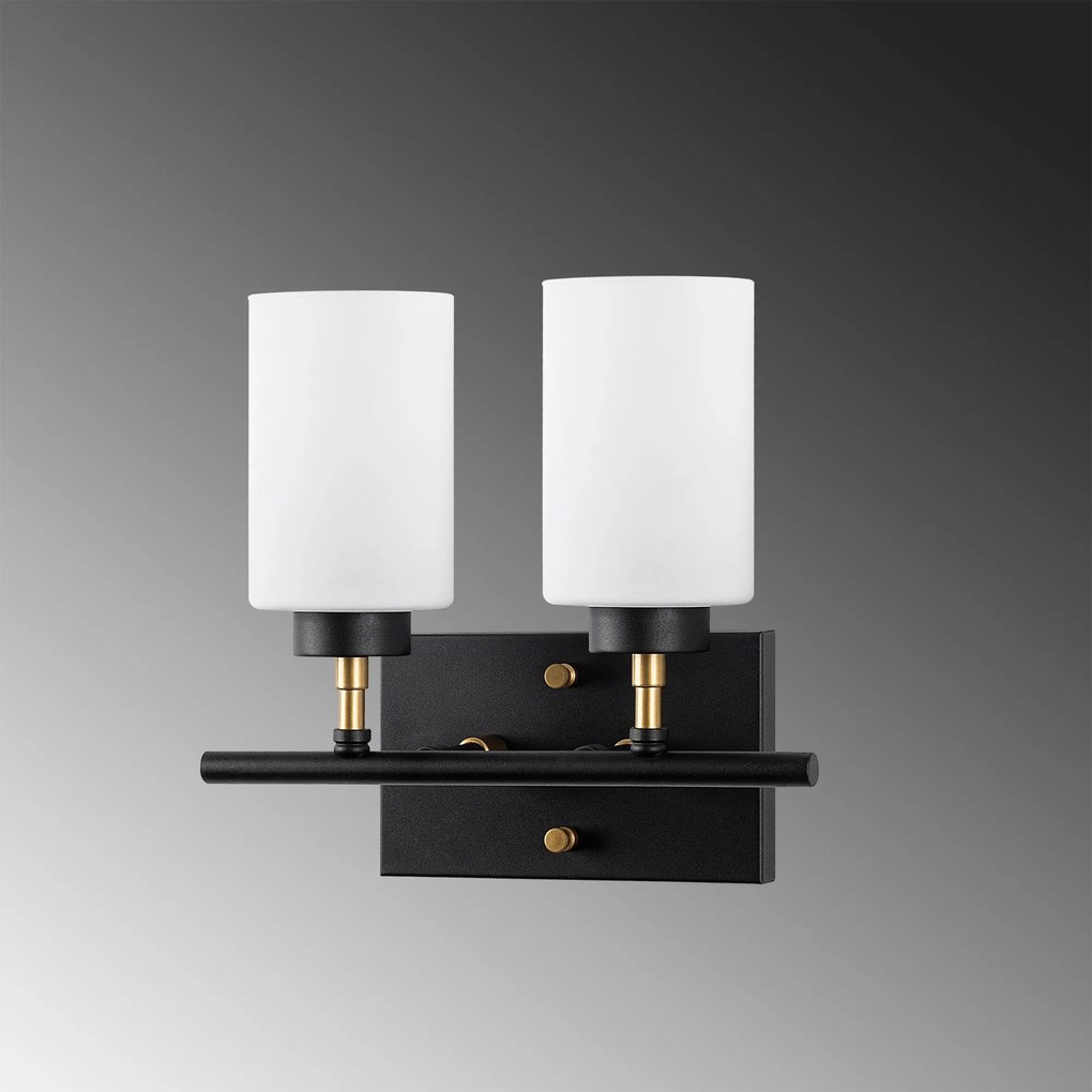 Candeeiro de Parede Yensuk – Preto, Dourado, Branco – 31 x 15 x 28 cm