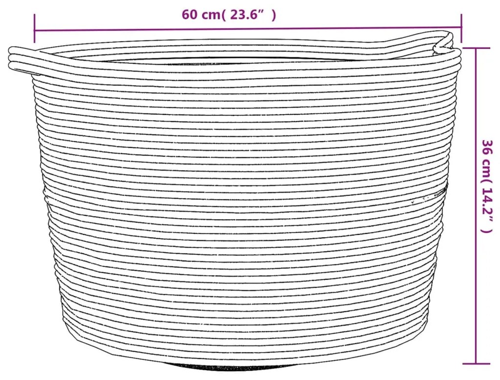 Cesto de arrumação Ø60x36 cm algodão bege e branco