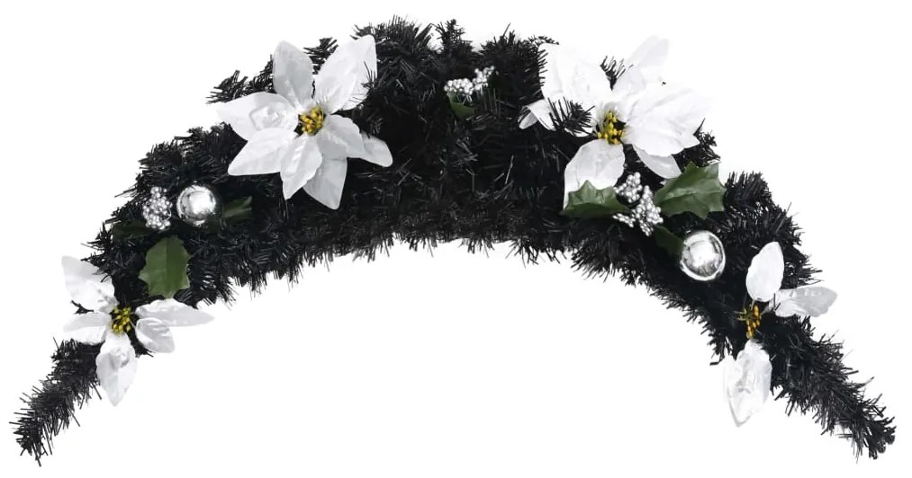 Grinalda de Natal com luzes LED 90 cm PVC preto