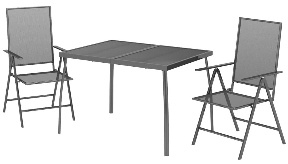 3 pcs conjunto de jantar para jardim aço antracite