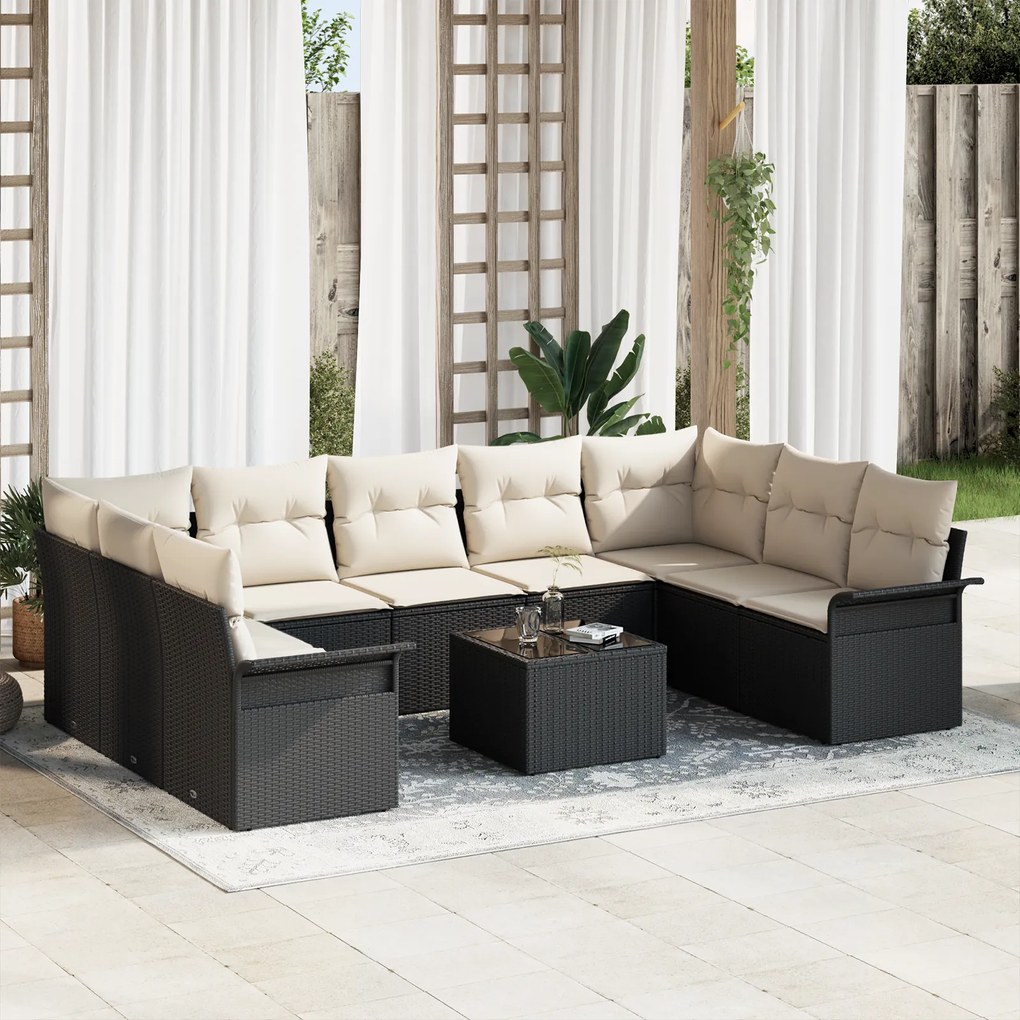 Conjunto de Sofá de Jardim vidaXL de 9 Peças com Almofadas Rattan Sint