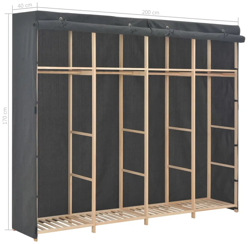 Roupeiro 200x40x170 cm tecido cinzento