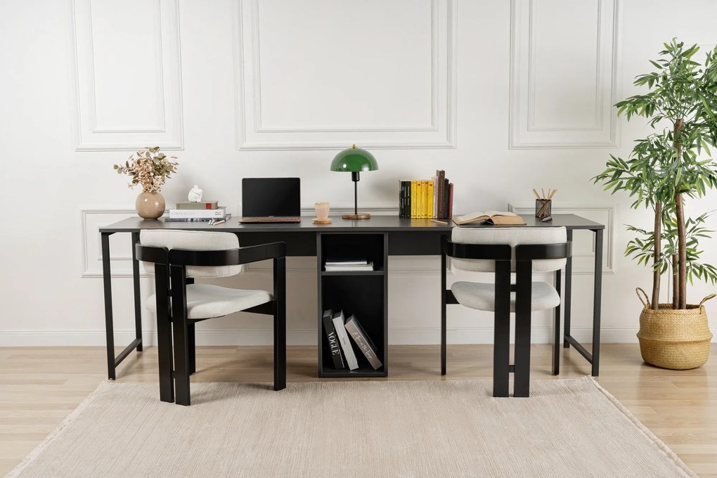 Secretária Dupla "Twin Study Desk" – Antracite e Preto - 240x60x74 cm,