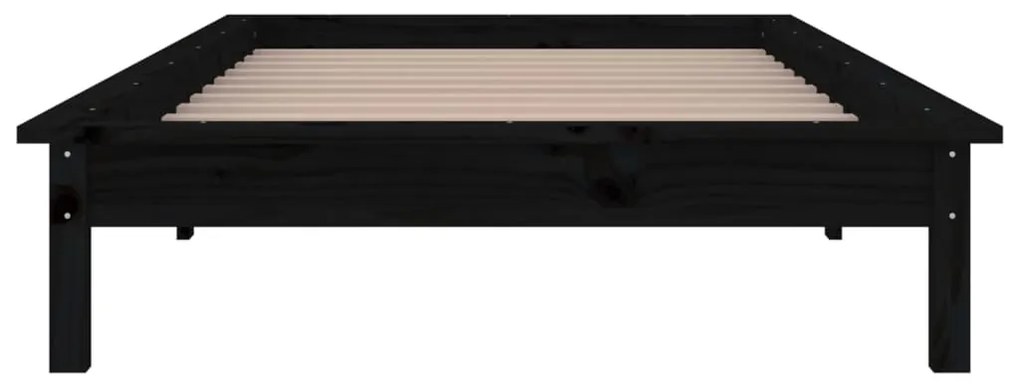 Estrutura de cama c/ luzes LED 90x200 cm madeira maciça preto