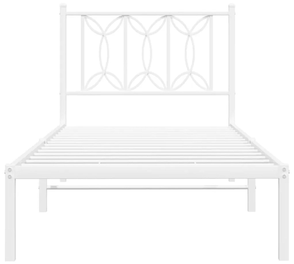 Estrutura de cama com cabeceira 90x190 cm metal branco