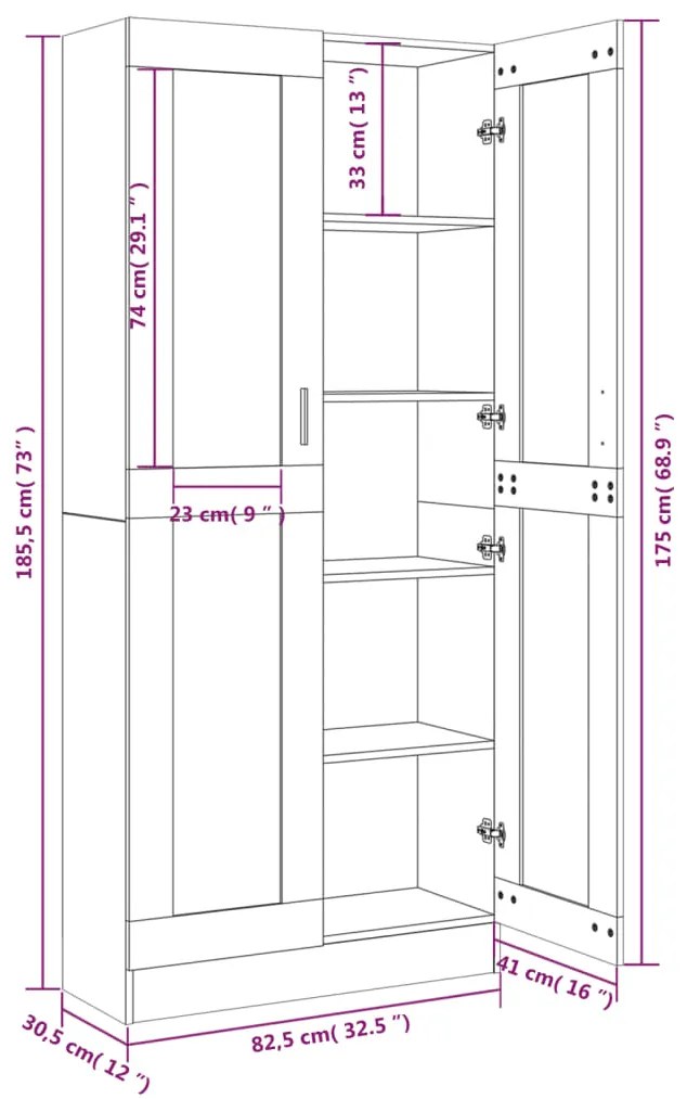 Vitrine Real de 185 cm - Madeira Rústica - Design Moderno