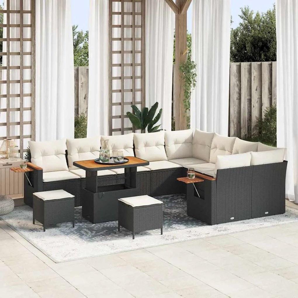 Conjunto de Sofás de Jardim vidaXL de 12 Peças com Almofadas Vime Poli