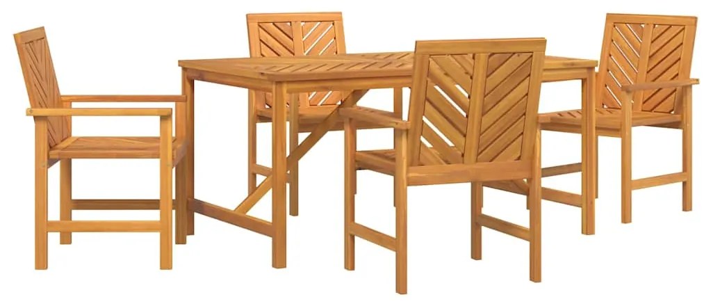 Conjunto de Jantar de Jardim de 4 Peças em Madeira Sólida de Acácia