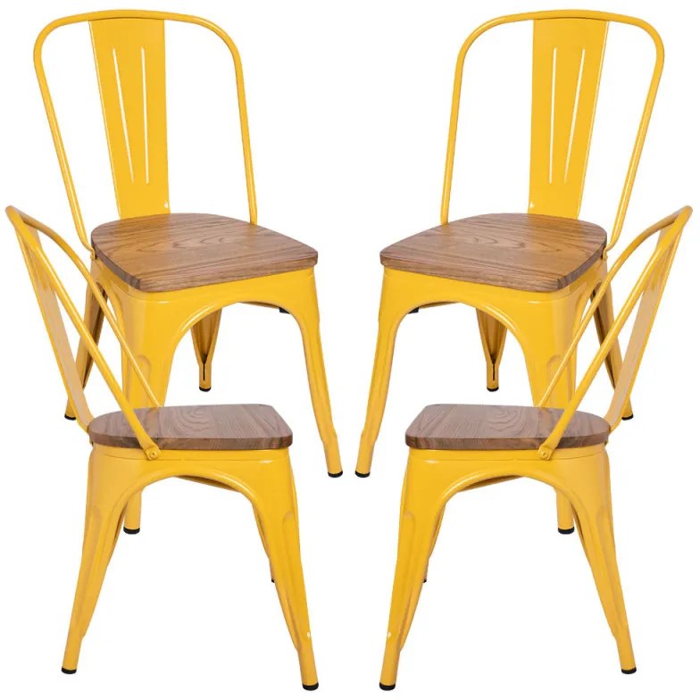 Pack 4 Cadeiras Torix Madeira Natural - Amarelo
