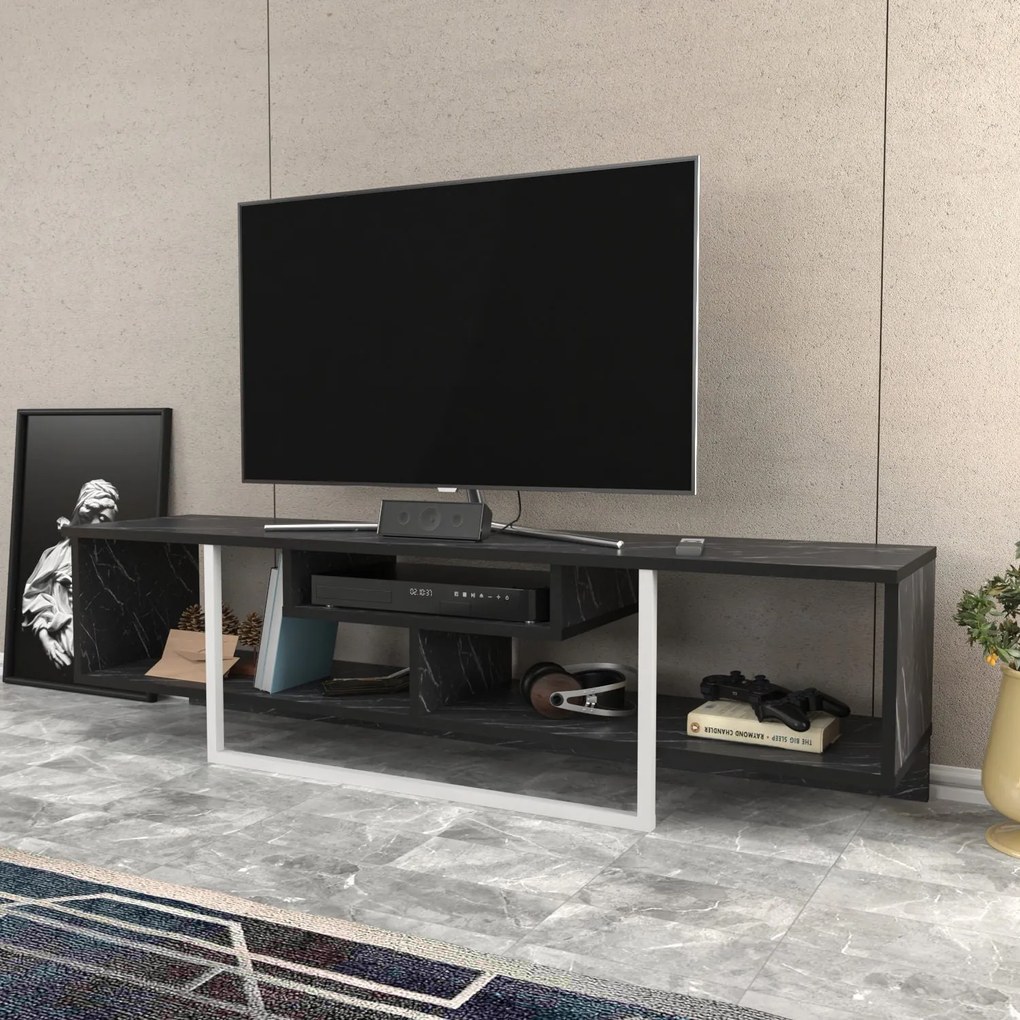 Móvel TV Asal – Preto/Branco – 150x35,2x40 cm