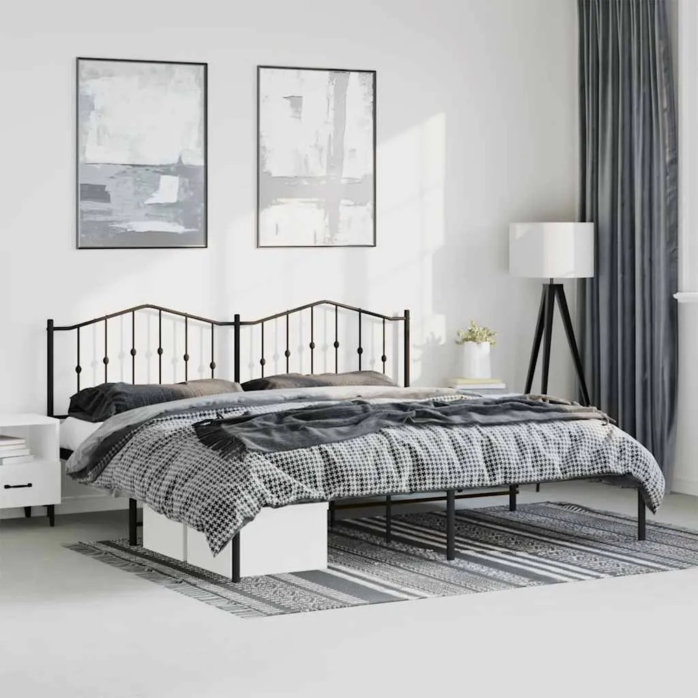 Estrutura de cama com cabeceira 183x213 cm metal preto