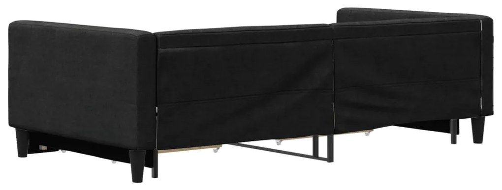 Sofá-cama com gavetão e gavetas 100x200 cm tecido preto