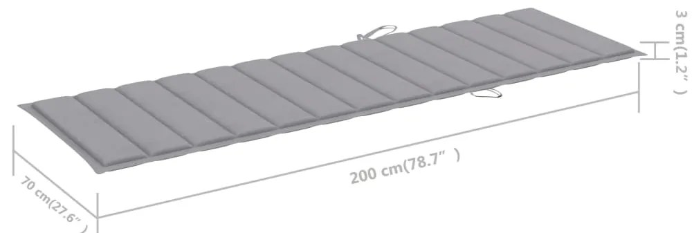 Espreguiçadeira com almofadão cinzento pinho impregnado
