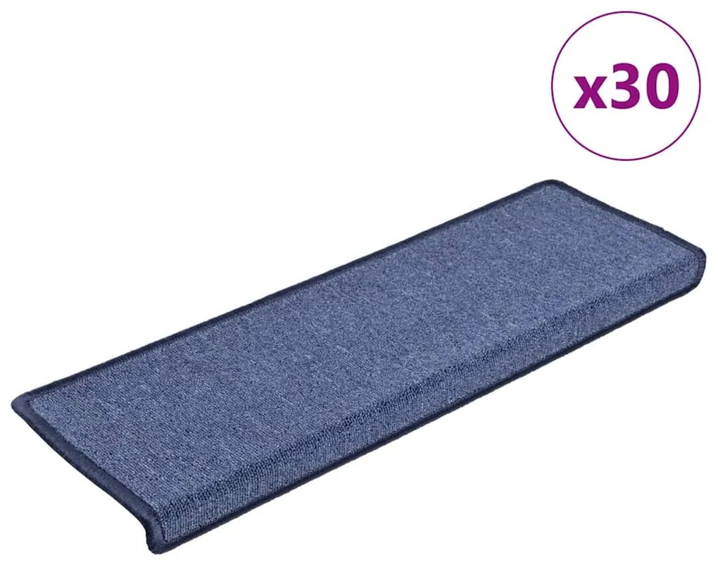 Tapetes de escadas 30 pcs 65x25 cm azul