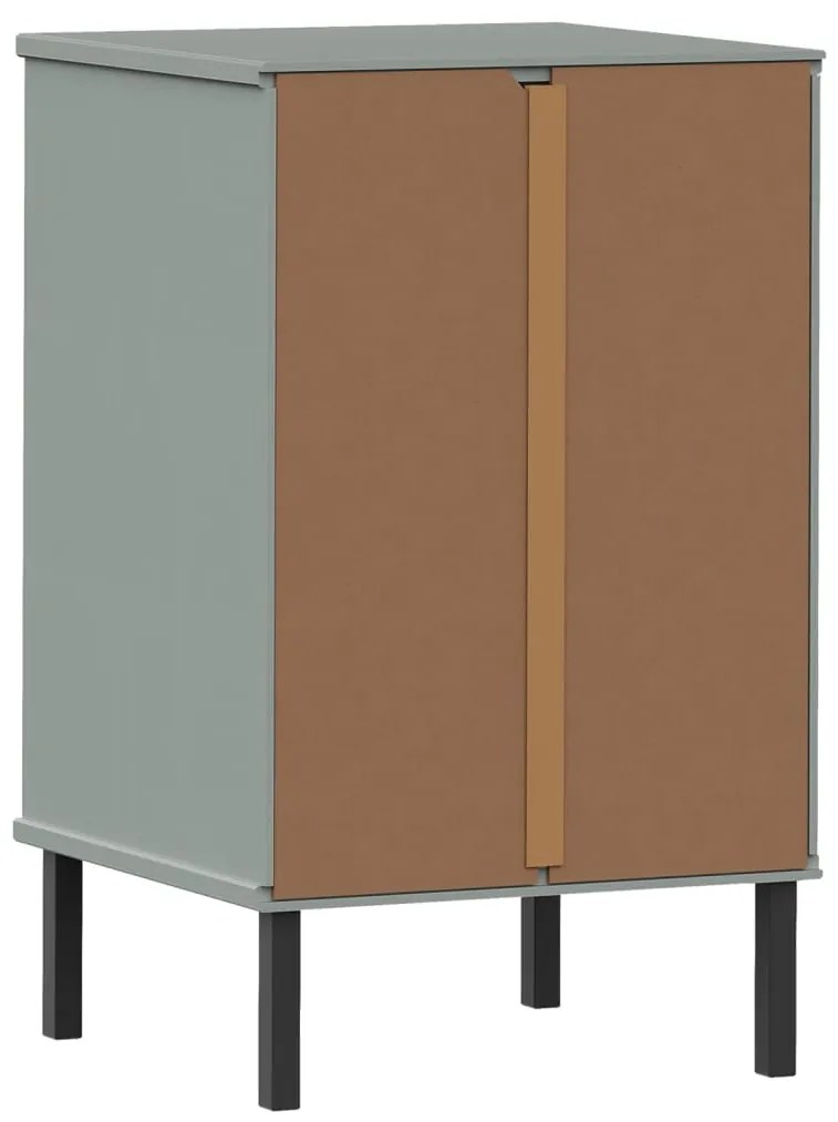 Mesa cabeceira c/ pernas de metal OSLO pinho maciço cinzento