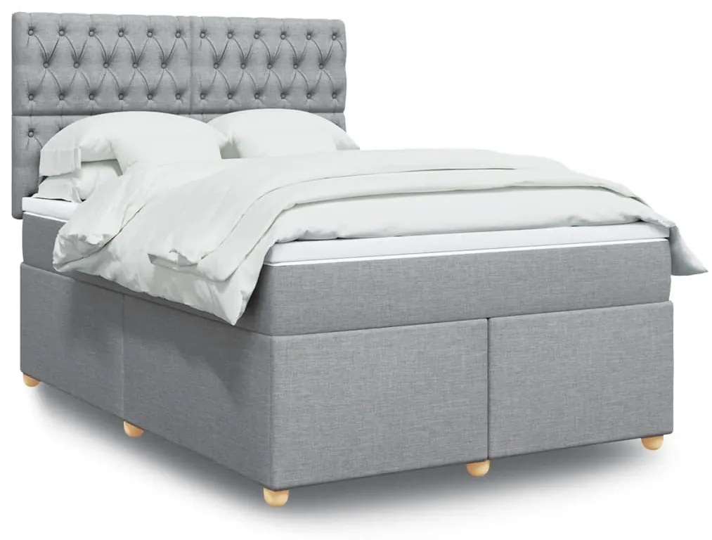 vidaXL Cama com molas/colchão 140x200 cm tecido cinzento-claro