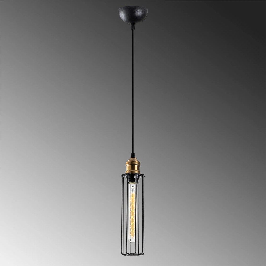 Candeeiro de Teto Zumra – Preto – Diâmetro 8 cm, Altura 123 cm