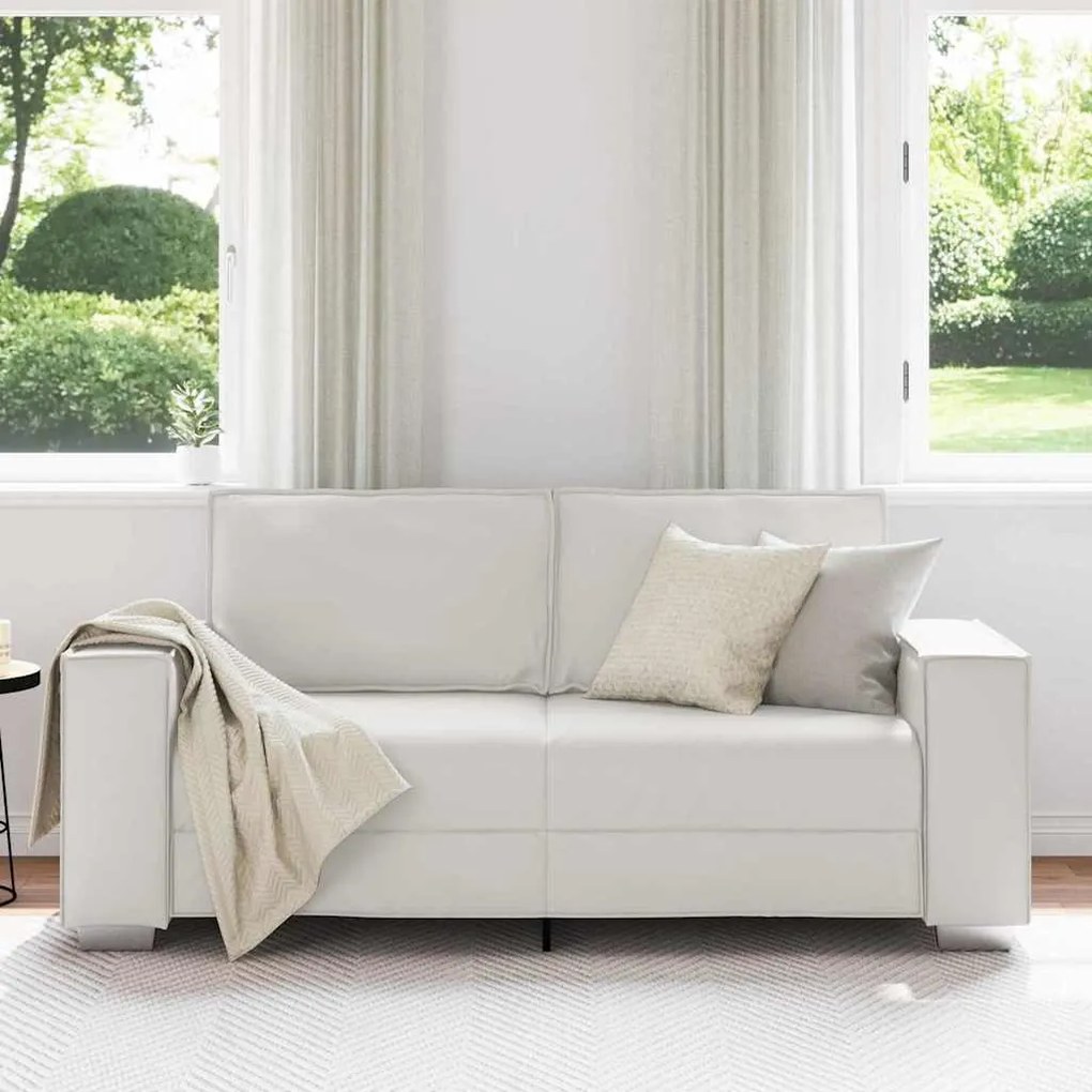 Sofá Loveseat vidaXL Branco 140 cm em Couro Sintético