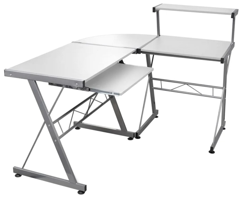 vidaXL Secretária de canto 132x112x99 cm derivados madeira branco
