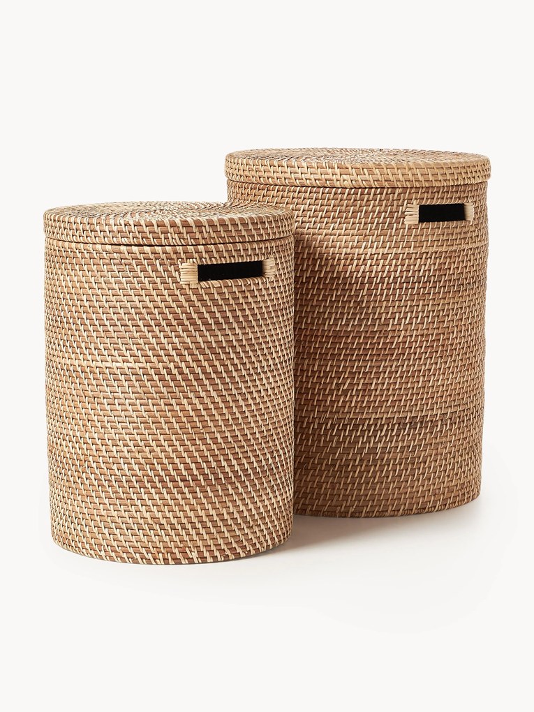 Cesto de roupa suja com tampas Lurdes, conjunto de 2