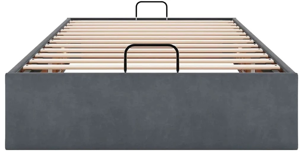 Otomano Bed Frame No Colchão Cinzento Escuro 90x200 cm Veludo