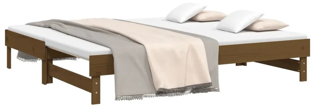 Estrutura sofá-cama de puxar 2x(90x190)cm pinho maciço castanho