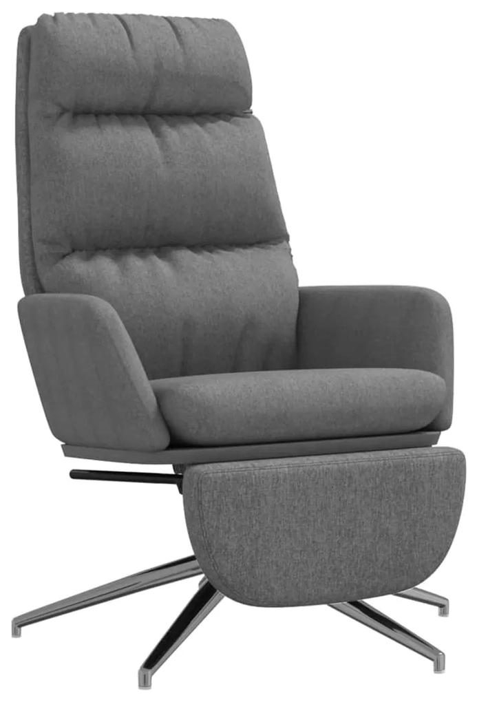 Cadeira de descanso c/ apoio de pés tecido cinzento-claro