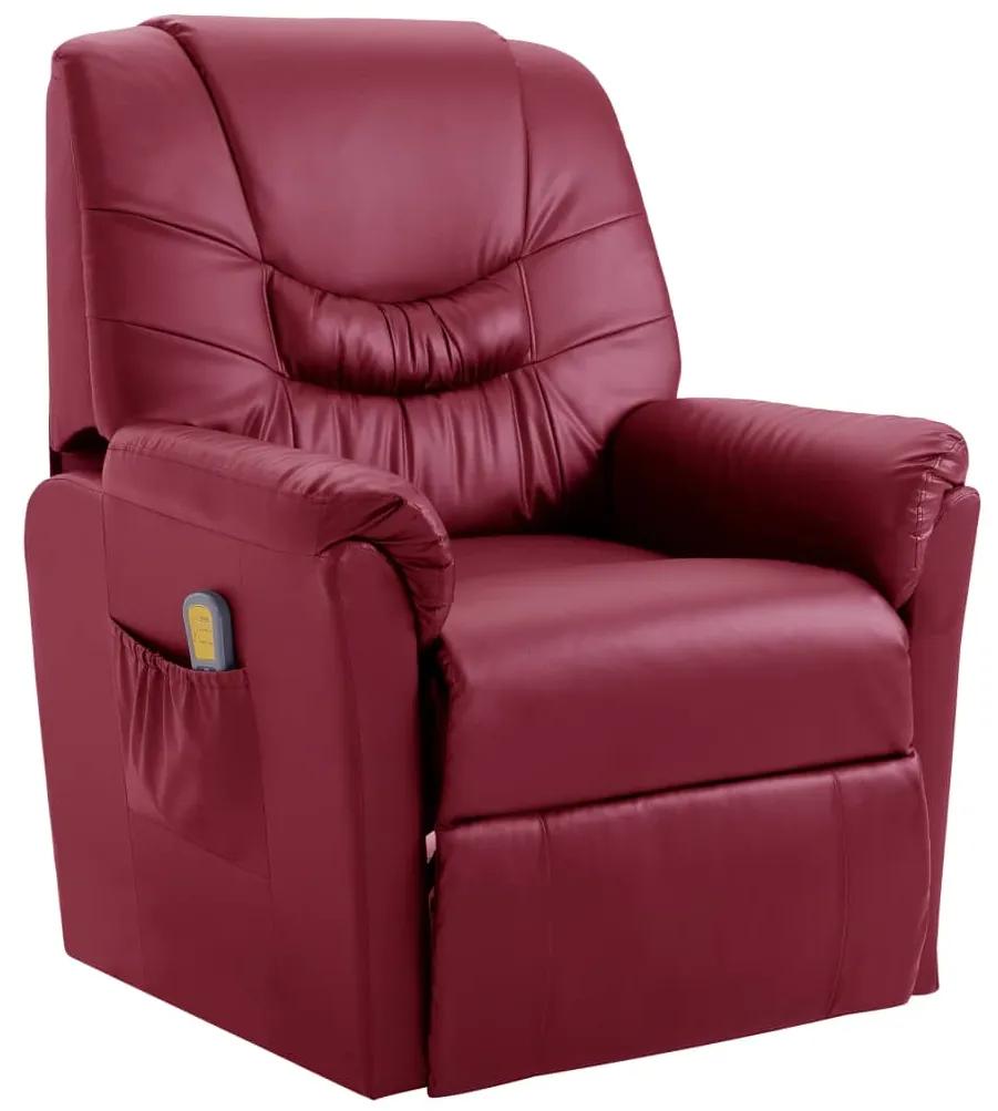 248984 vidaXL Cadeira massagens reclinável couro artificial vermelho tinto