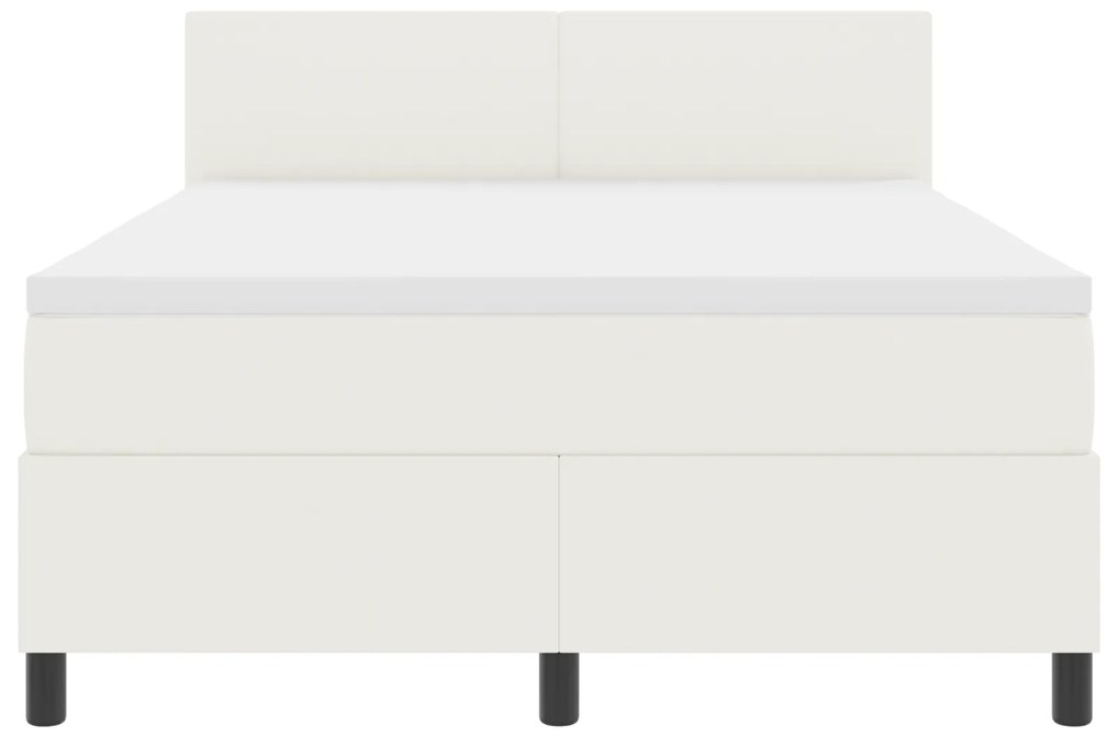 Cama Box Spring com Colchão Creme 140x200 cm Tecido de Veludo Cotelê