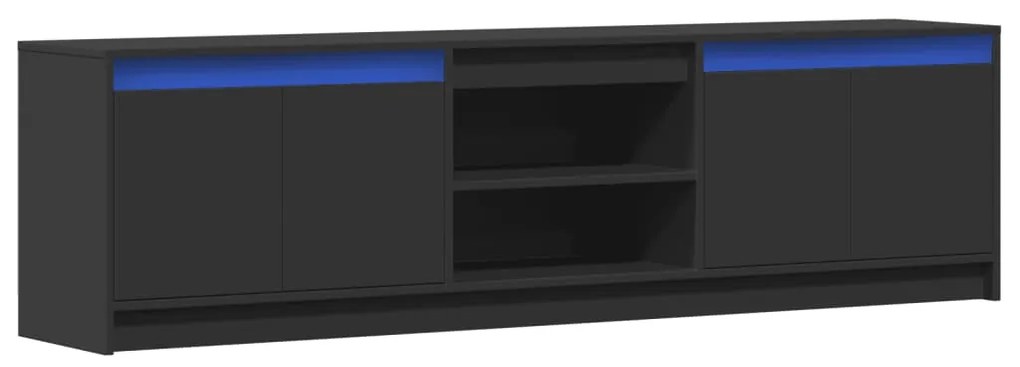 Móvel de TV com luzes LED derivados de madeira preto