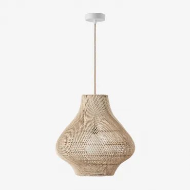 Lâmpada De Teto Suspensa Em Rattan Magali Natural - Branco & Ø50 Cm - ↑50 Cm Magali - Sklum