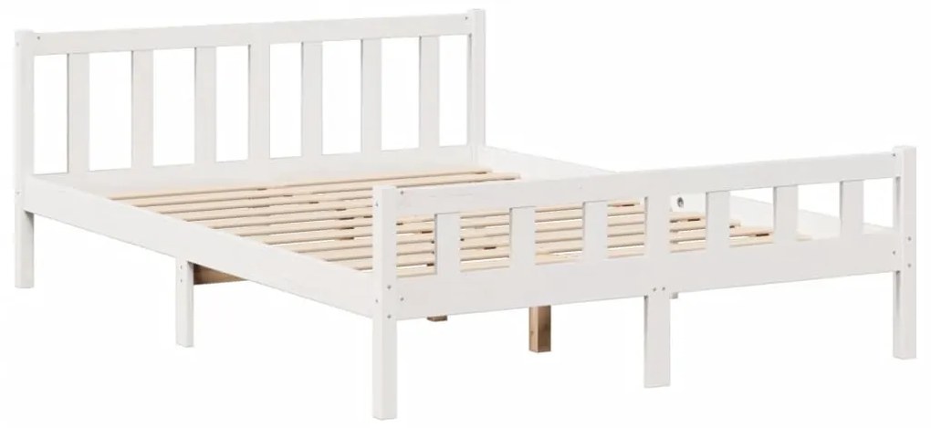 Cama com estante sem colchão 150x200 cm pinho maciço branco