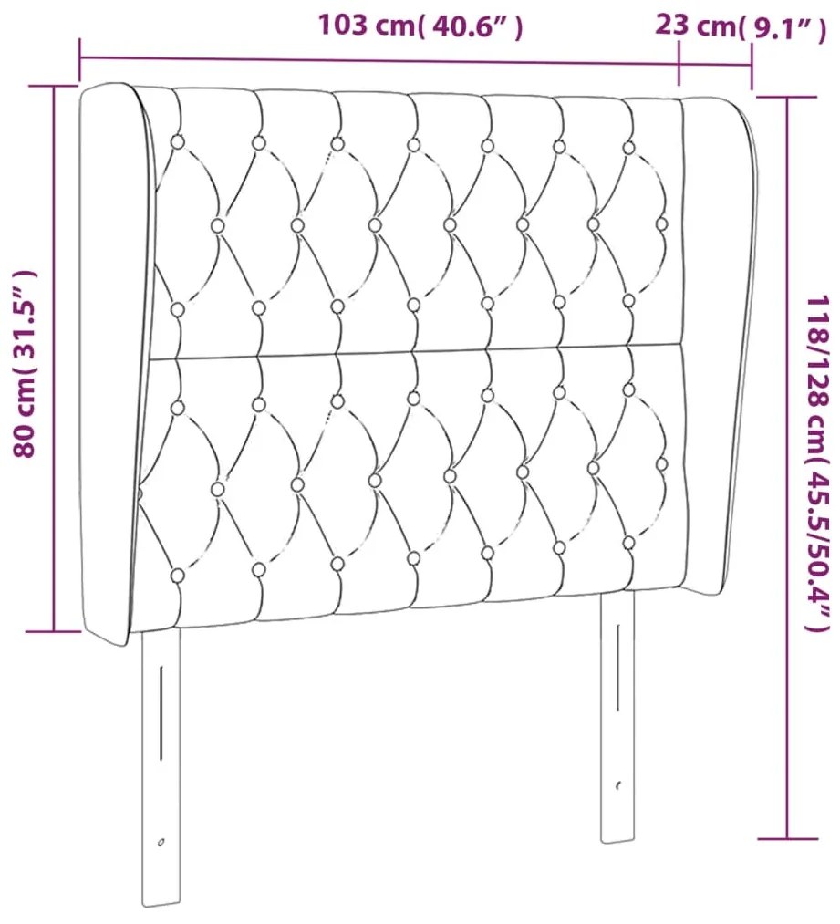 Cabeceira cama c/ abas tecido 103x23x118/128 cm castanho-escuro