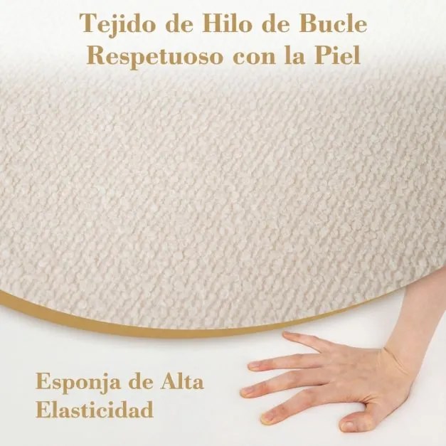 Pufe redondo 45 x 45 x 35 cm com enchimento de espuma, tecido com fio enrolado, capa removível e lavável, moderno, para apoiar os pés, sala de estar o