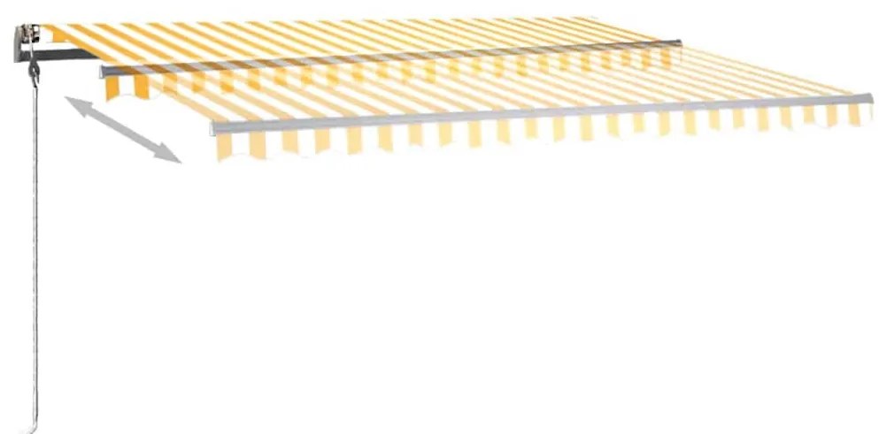 Toldo retrátil manual com LED 400x300 cm amarelo e branco