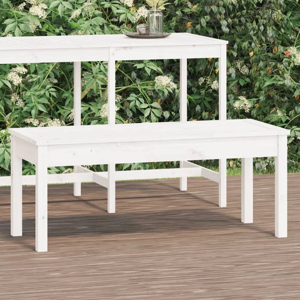 Banco de jardim 109x44x45 cm madeira de pinho maciça branco